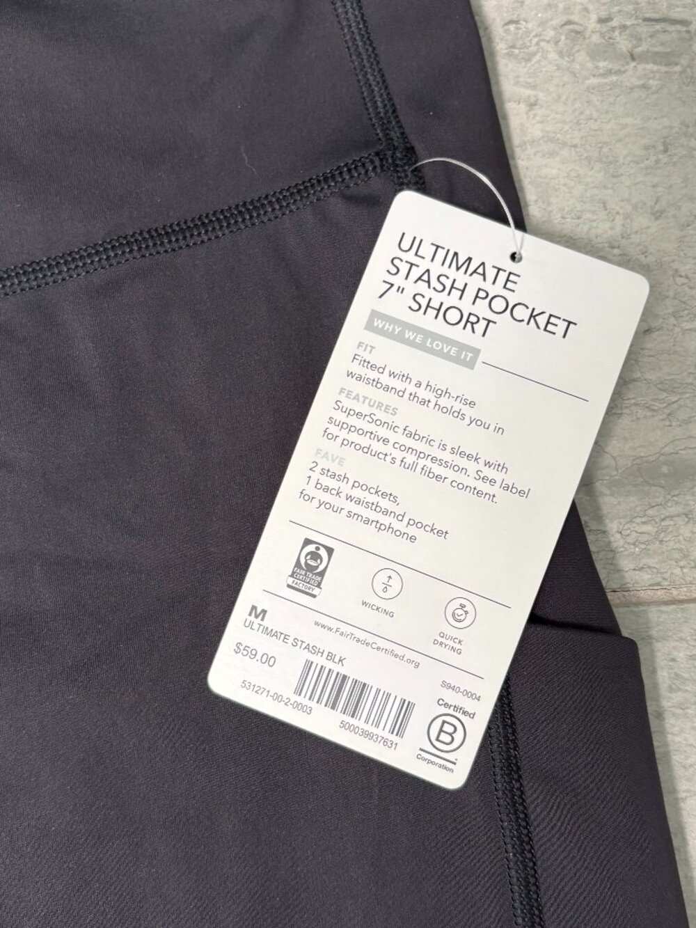Athleta Ultimate Stash Pocket 7" Bike Shorts Black Medium NWT - Picture 5 of 10